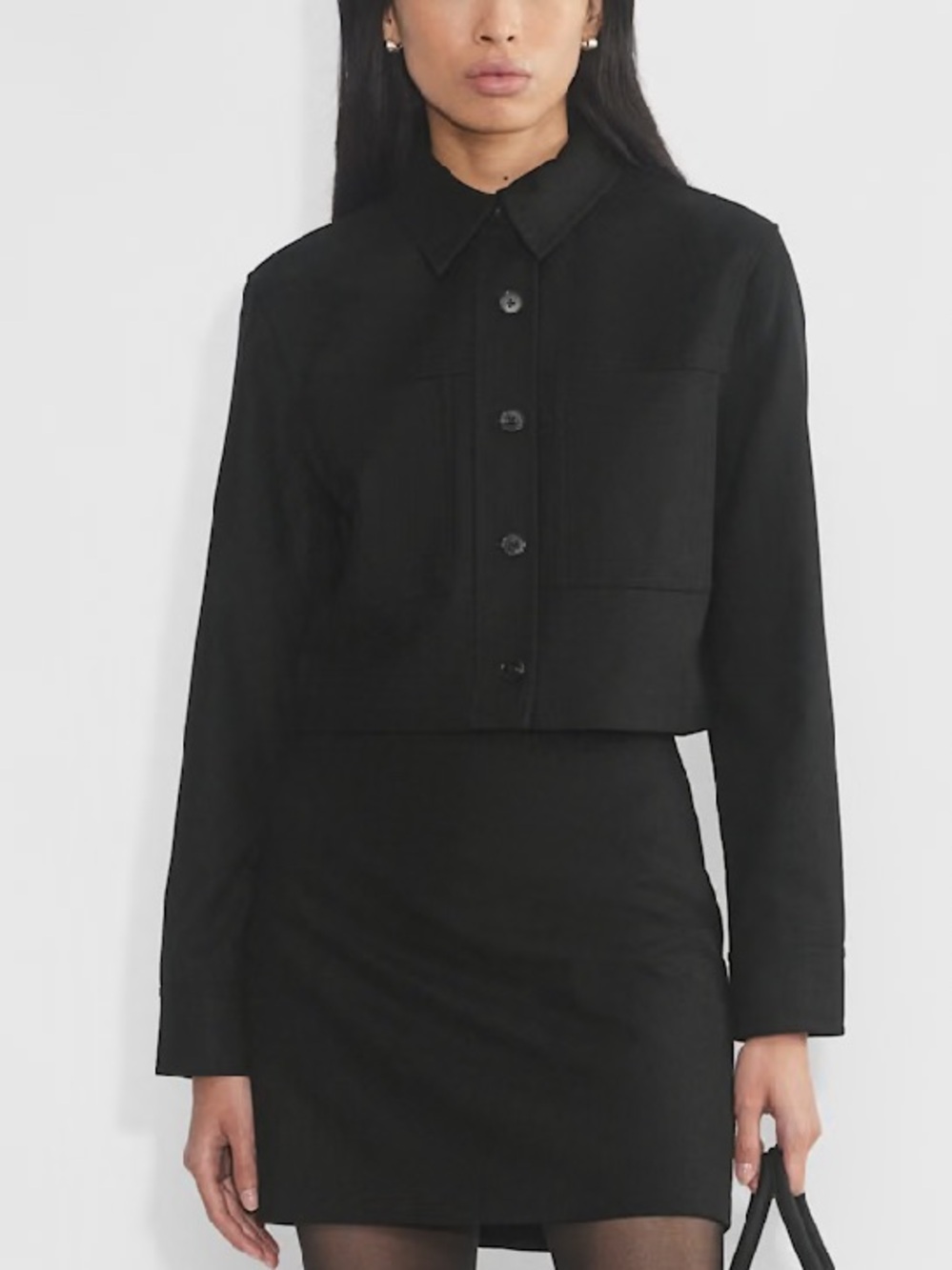 Aritzia Wilfred Little Cropped Jacket - Precision Wool in Black